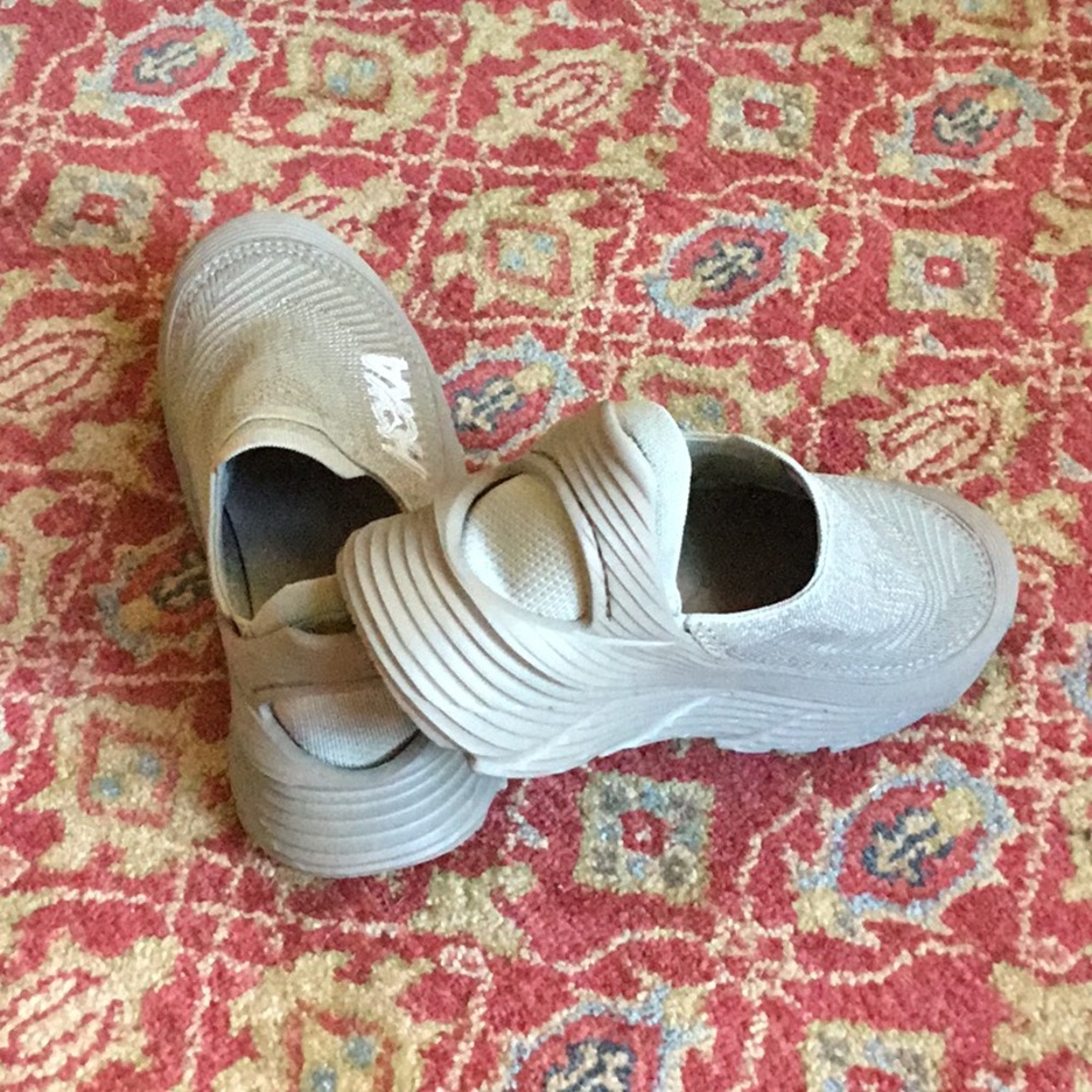 Hoka One One Slip-On Athletic Shoes in Light Gray with White Logo - Picture 4 of 11